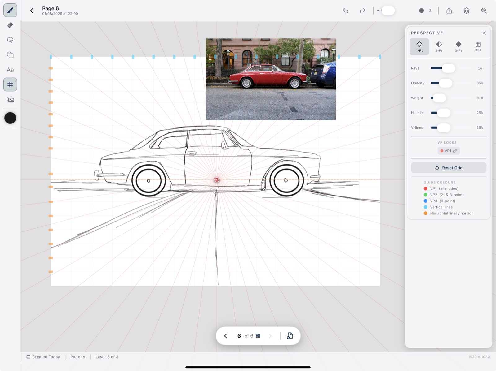 BlaezSketch canvas with drawing tools and perspective guides