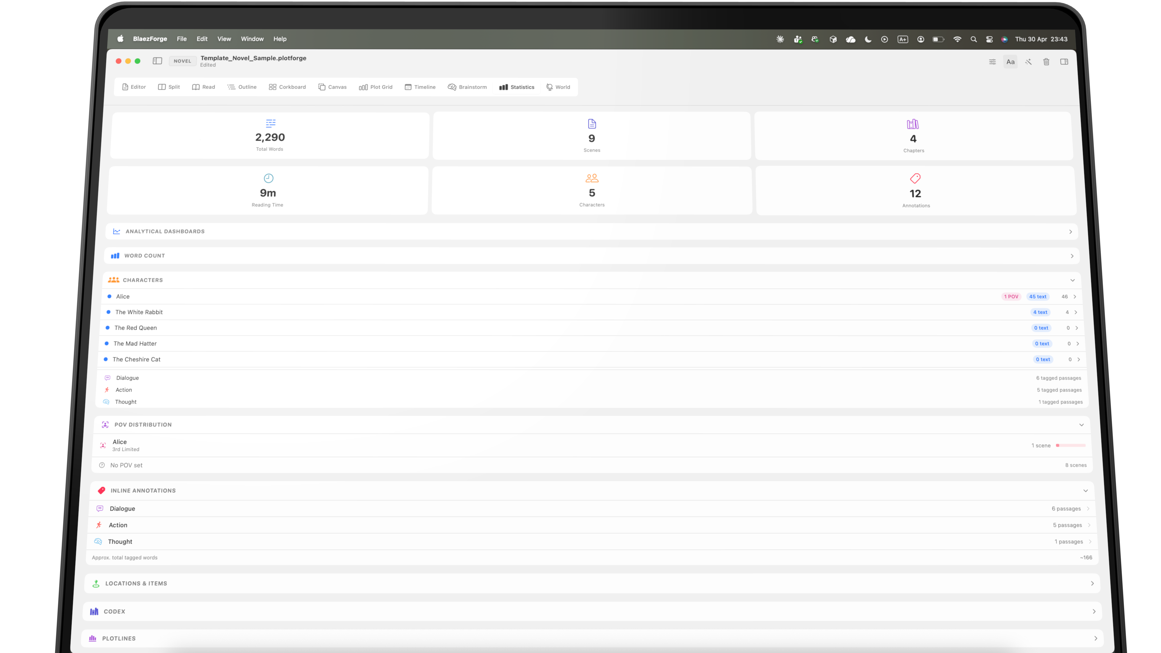 Writing statistics and progress tracking